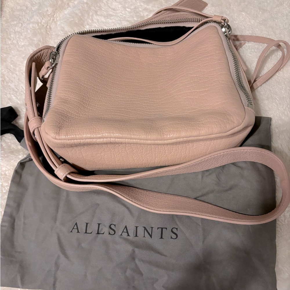 All Saints pink leather crossbody